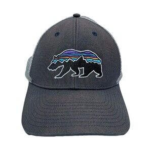Patagonia Fitz Roy Bear Gray Snapback Trucker Hat Cap Logo Kodiak